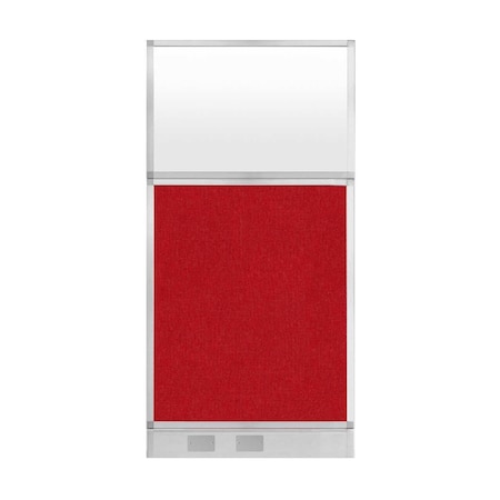Versare Hush Panel Configurable Cubicle Partition 3' x 6' Red Fabric Frosted Window w/ Cable Channel 1856327-3